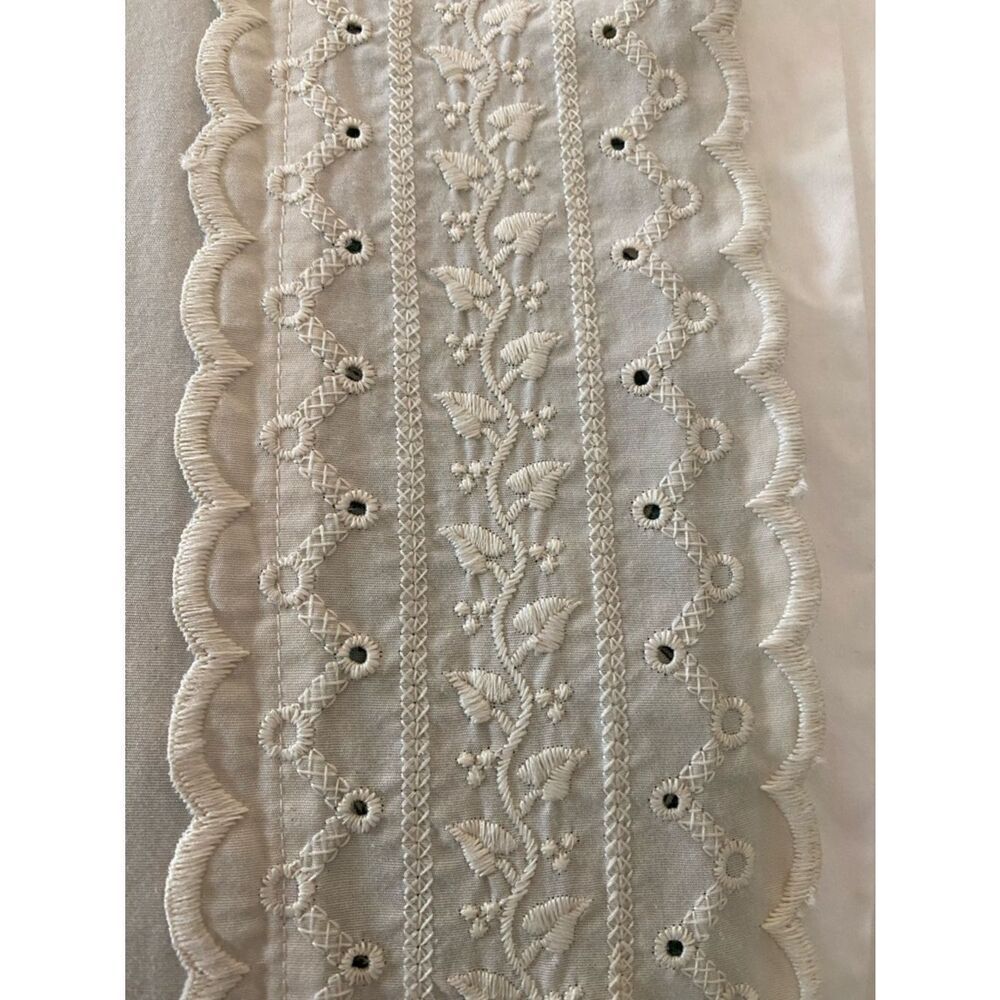 jcpenney beige Embroidered Eyelet Lace king flat sheet cotton blend